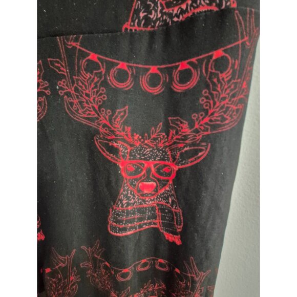 Christmas Reindeer Print Womens Leggings Soft Stretchy Lounge Pants Festive Holi - Picture 2 of 3